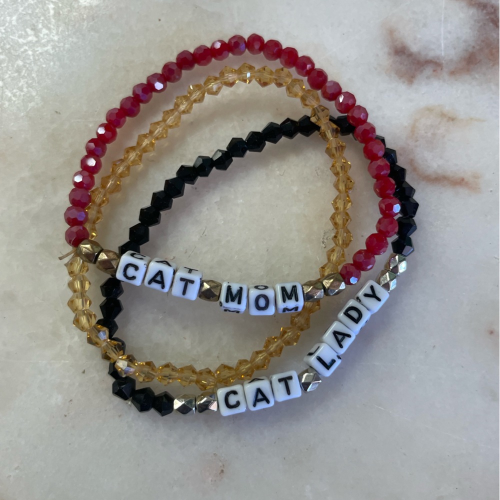 Chic Beaded Bracelet Trio with Letter Charms